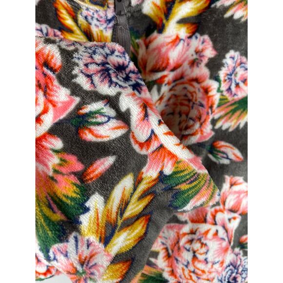 Urban‎ Outfitters Angela Cozy Floral Fleece Quarter Zip Pullover Size Medium - Picture 9 of 12